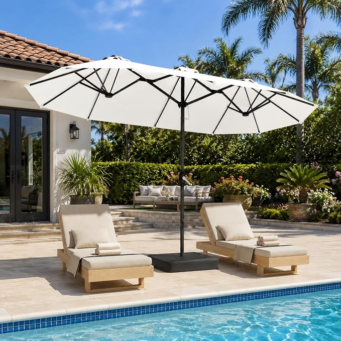DomeShade Large 15FT Double Sided Patio Umbrella by DomeShade