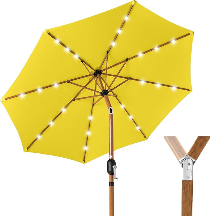 Best Choice Products 10ft Solar Market Patio Umbrella w/Woodgrain Pattern Pole by Unknown