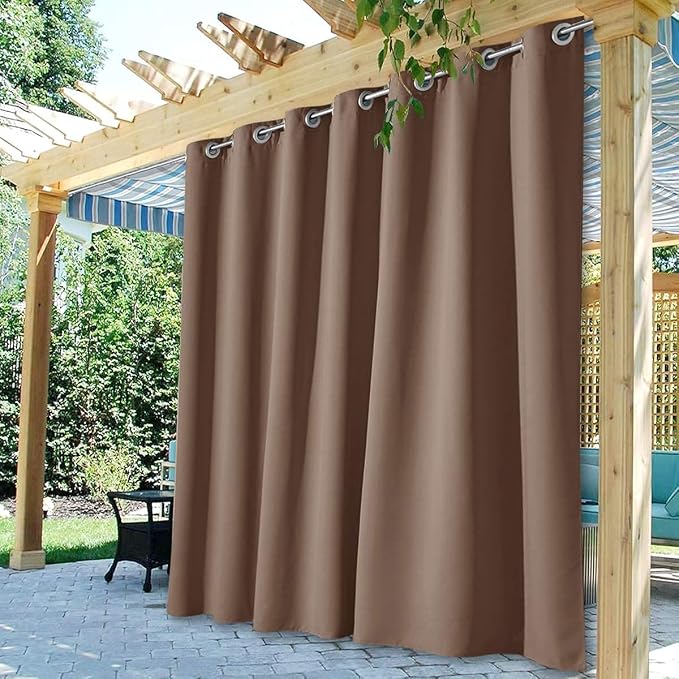 Deck Waterproof Curtains Outdoor W100 x L95 Inch Mocha, 1 Panel | Extra Wide by StangH