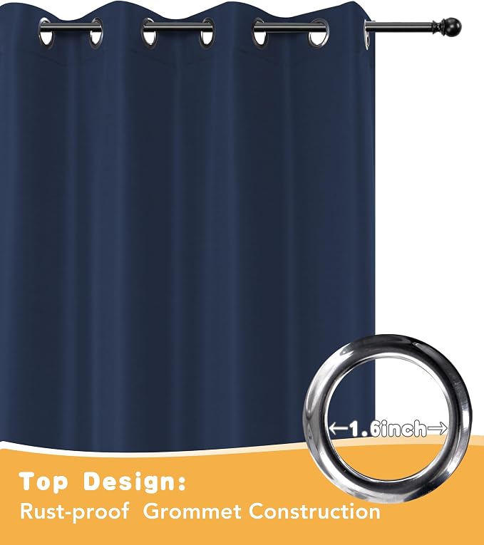 HolidayIdeas Outdoor Curtains for Patio Waterproof 4 Pcs 54x120 Inch Navy | - Image 4