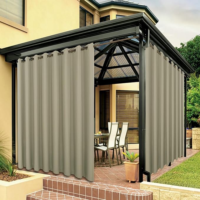 BONZER Outdoor Curtains for Patio Waterproof Thick Privacy | Wide Grommet Light by Bonzer