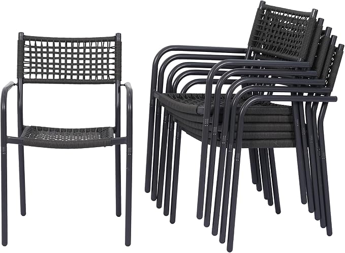 Patio Chairs Set of 6, Stackable Outdoor Dining Chairs by Unknown