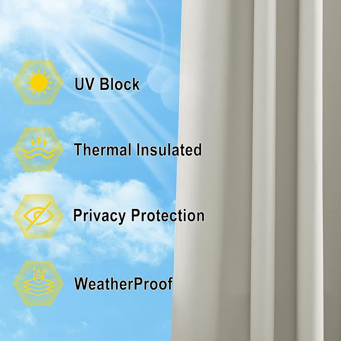 NICETOWN Patio Curtain for Outdoor Waterproof, Stainless Grommet Top Thermal - Image 5