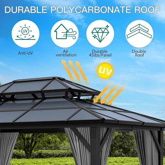 GAOMON 10'x12' Hardtop Gazebo - Image 7