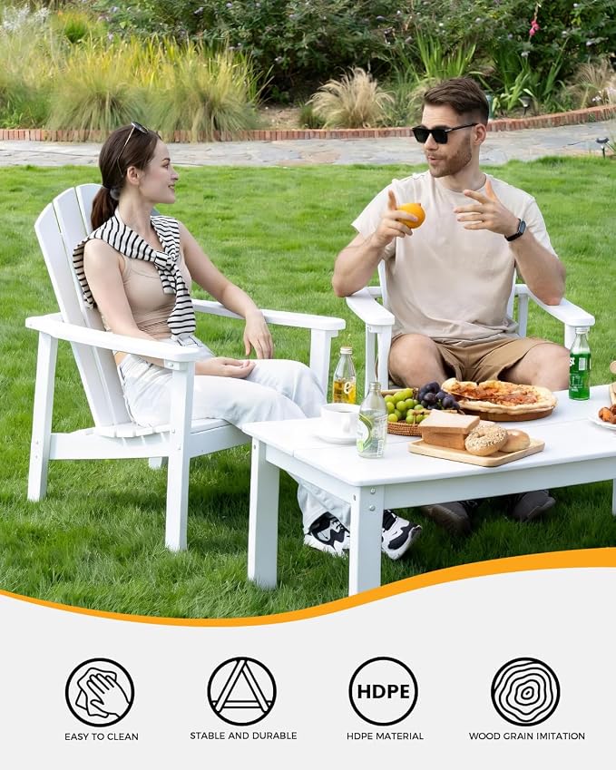 Stackable Adirondack Chairs Set of 4, Compact HDPE, All-Weather - Image 3