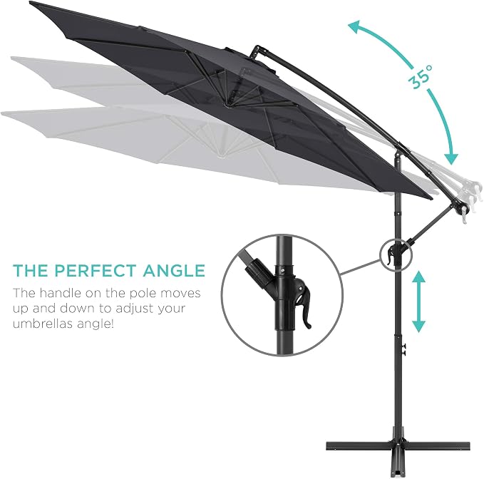 Best Choice Products 10ft Offset Hanging Market Patio Umbrella w/Easy Tilt - Image 4