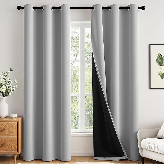 MIULEE Light Grey 96 Inch 100% Blackout Curtains by MIULEE