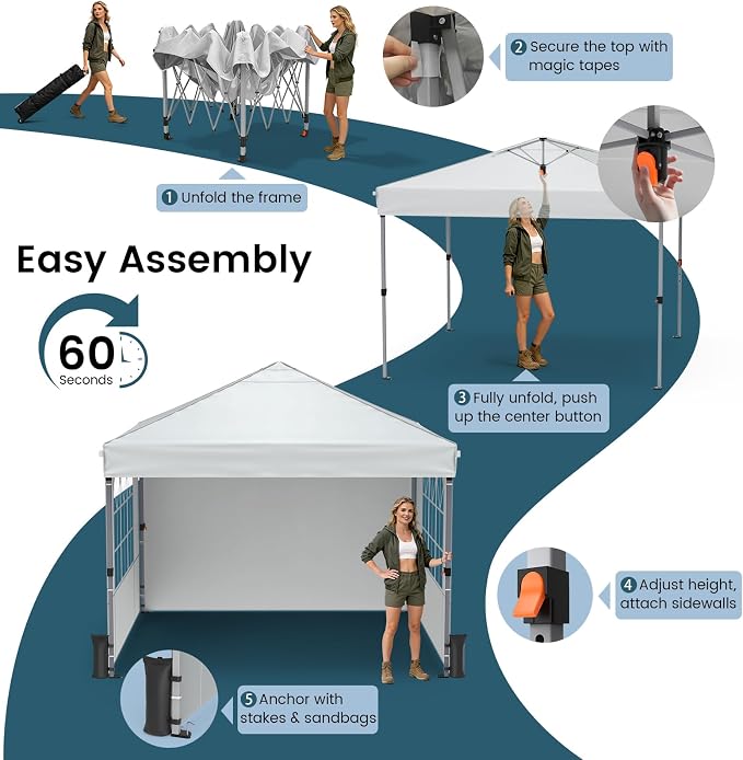 Raynesys 10x10ft Pop Up Canopy Tent - Image 4