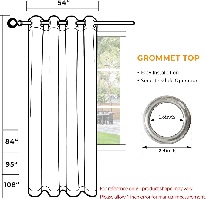 Set of 6 Outdoor Curtains for Patio Waterproof, Breathable Grommet Panels for - Image 8