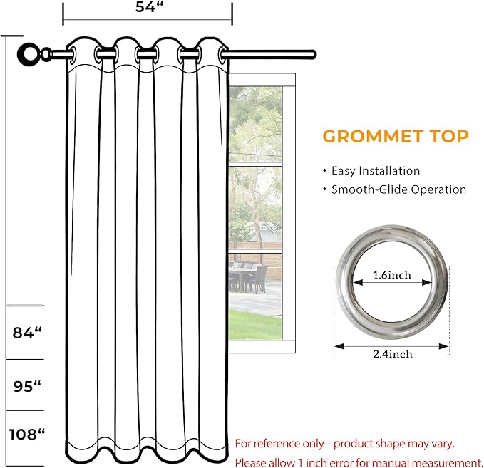 Set of 6 Outdoor Curtains for Patio Waterproof, Breathable Grommet Panels for - Image 8