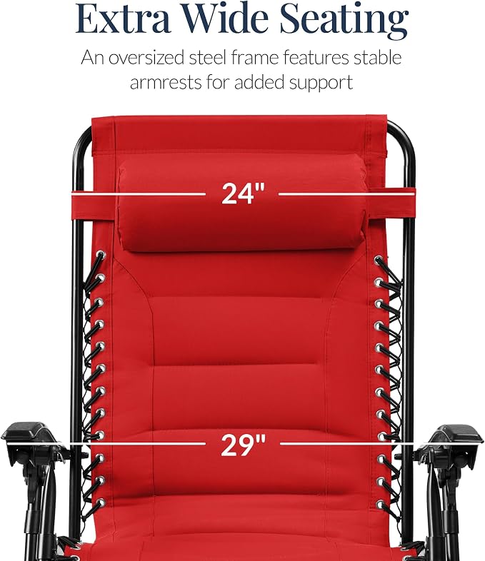 Best Choice Products Oversized Padded Zero Gravity Chair, Folding Outdoor Patio - Image 3