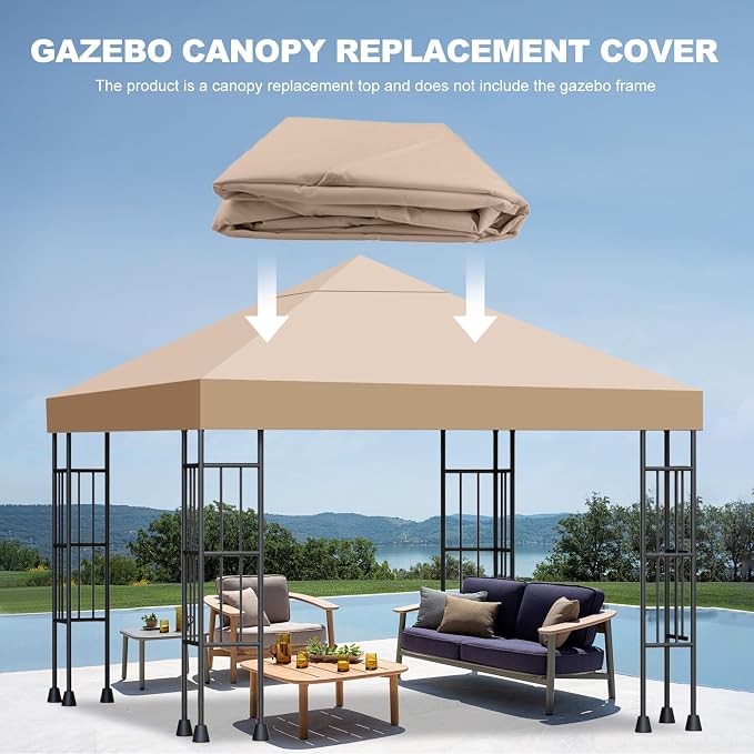 10x10 Gazebo Canopy Replacement Top, 300D High-Density Waterproof Single Layer - Image 5