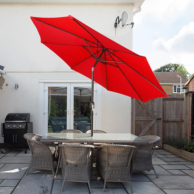 9' Outdoor Patio Umbrella, Outdoor Table Umbrella, Yard Umbrella, Market - Image 8