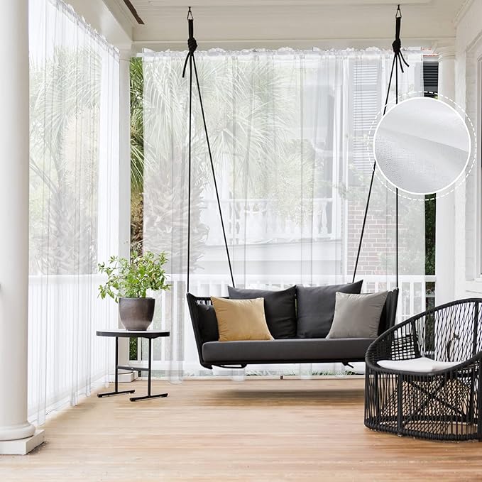 MIULEE White Waterproof Outdoor Sheer Curtains by MIULEE