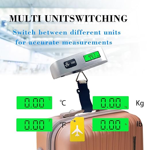 Luggage Scale, Portable Luggage Weight Scale with 2 Luggage Tags, LCD Weight Display and 4 Unit Switching Functions, 110lb Luggage Scale Travel Digital for Luggage, Travel,Backpacks, Handbags(Sliver)
