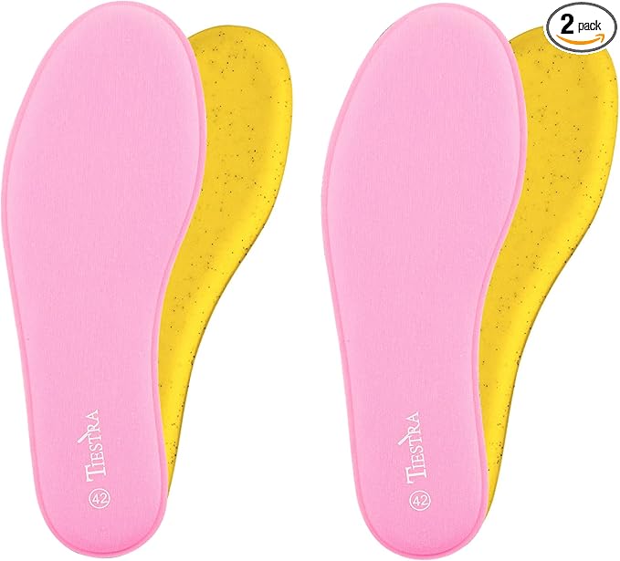 2 Pair -Shoe Inserts for Womens Memory Foam Insoles,Replacement Insoles for Work Boots Running Shoes, Cushion Shock Absorbing for Foot Pain Relief, Comfort Breathable Inner Soles Pink 40EU,US9