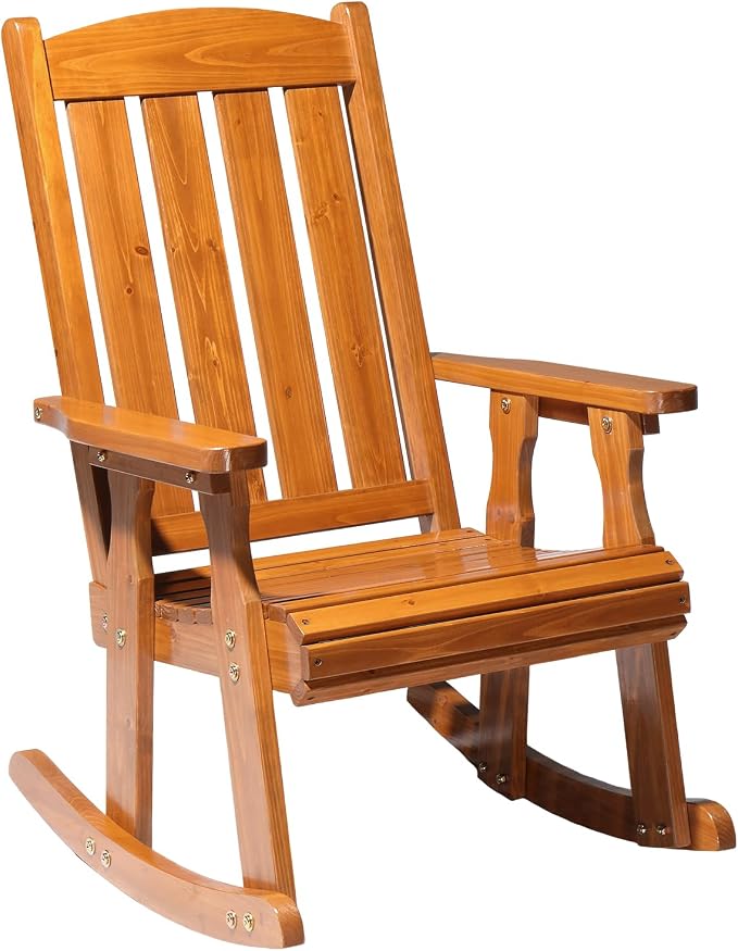 VINGLI Outdoor Rocking Chair, Heavy Duty 600 LBS Wooden Rocker, Teak | High & by VINGLI