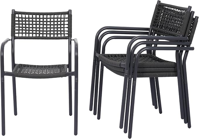 Patio Chairs Set of 4, Stackable Outdoor Dining Chairs by Unknown