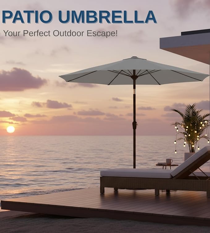 9FT Auto-Tilt Patio Umbrella|Outdoor Market Table Umbrella - Image 8