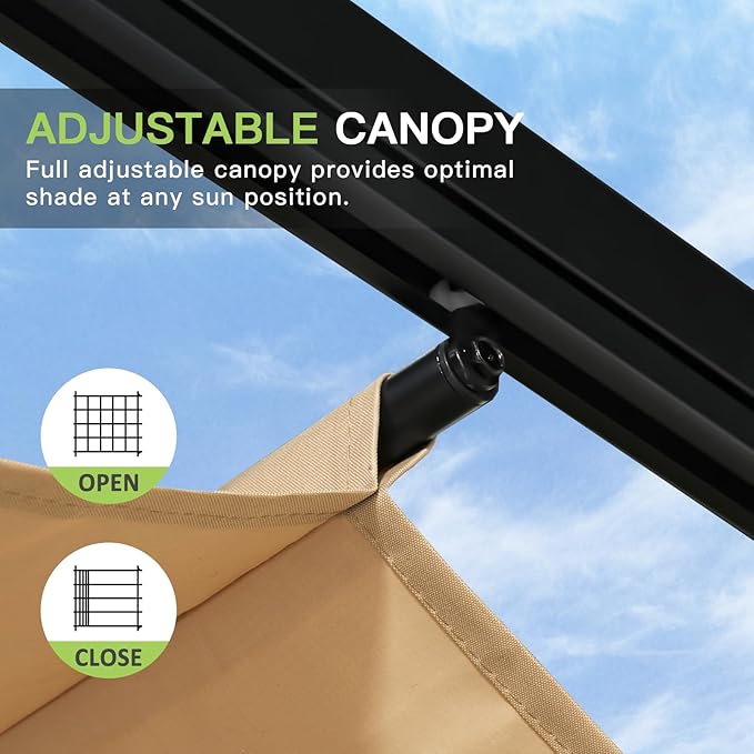 Aoxun 10'x12' Outdoor Retractable Pergola, Upgraded Adjustable Sun Shade Canopy - Image 4