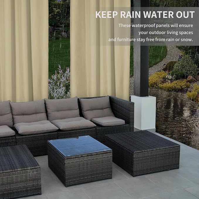 Easy-Going 100% Waterproof Outdoor Curtains Windproof Weatherproof Porch - Image 4