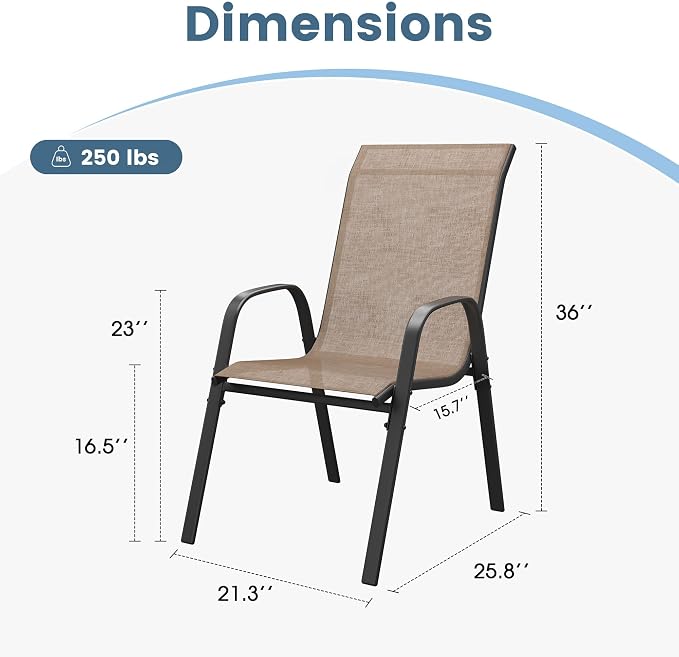 DIFY Patio Chairs Set of 4, Stackable Outdoor Dining Chairs Set - Image 3