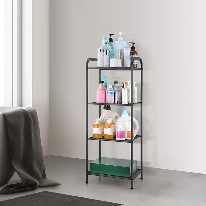 MAX Houser 4 Tier Standing Shelf Units Storage Rack, Charcoal Gray | Industrial - Image 7