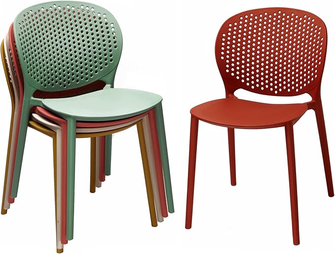 2xhome Set of 4 Patio Dining Chairs | Modern Stackable Outdoor Pool Side Chair - Image 5