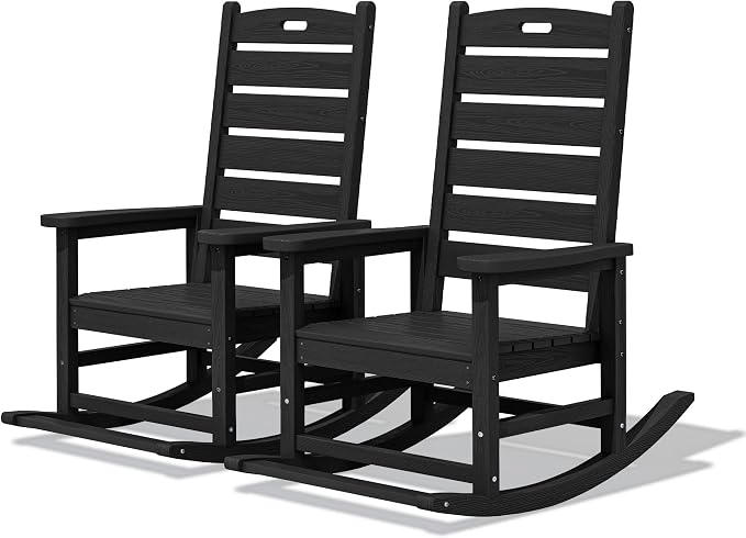 SERWALL Outdoor Rocking Chair Set of 2, Oversized HDPE Rocker, all Weather by SERWALL