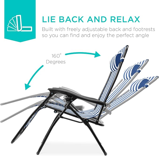 Best Choice Products Set of 2 Adjustable Steel Mesh Zero Gravity Lounge Chair - Image 4