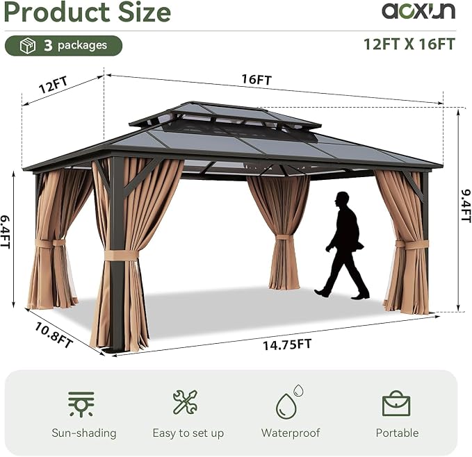 Aoxun 12'x16' Hardtop Gazebo - Image 2