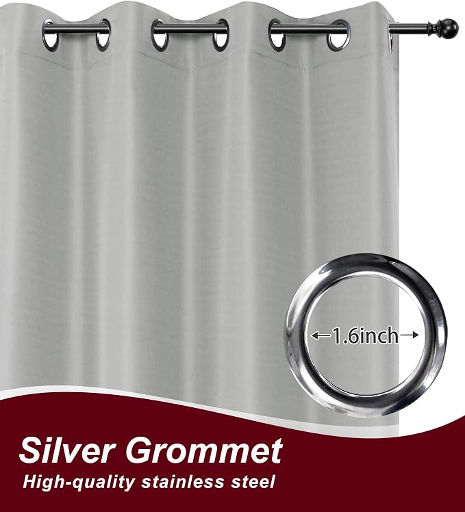 Grommet Outdoor Curtains for Patio Waterproof 8 Pcs 54x108 In Silver Grey | - Image 2