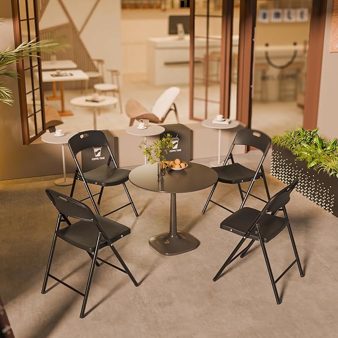 Bonnlo 6-Pack Black Plastic Folding Chairs, Portable Seat - Image 8