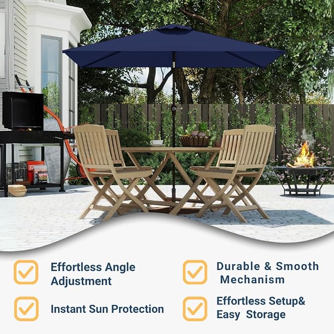 6.5' x 10' Rectangular Patio Umbrella Large Outdoor Market Umbrella w/UV - Image 2