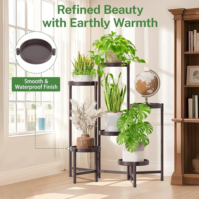 iDavosic.ly Plant Stand Indoor Outdoor, 6 Tier Metal Corner Shelf, Bronze | - Image 7