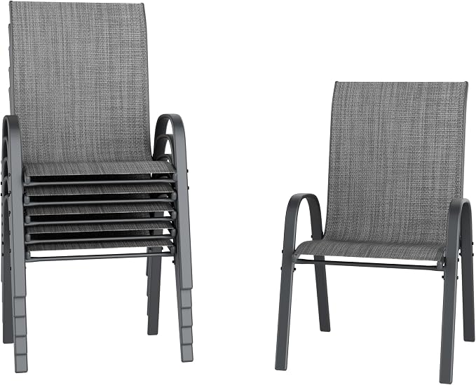 Amopatio Patio Chairs Set of 6, Outdoor Stackable Dining Chairs by Amopatio