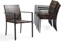 VINGLI Stackable Wicker Chairs Outdoor Dining Set of 4, All-Weather Patio Chairs by VINGLI
