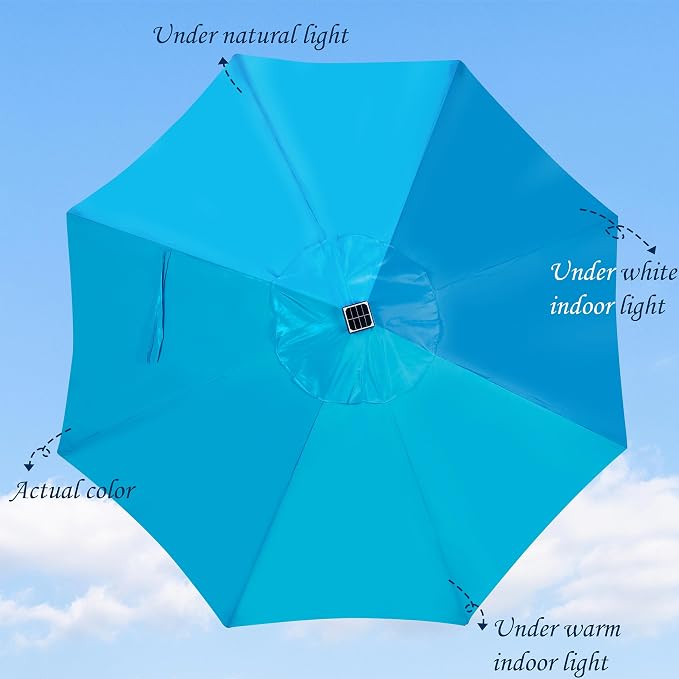 9 ft Solar Umbrella, 32 LED Lighted Patio Umbrella, Table Market Umbrella - Image 2