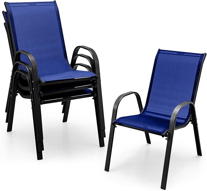 S AFSTAR Outdoor Chairs Set of 4, Stackable Patio Chairs by Safstar