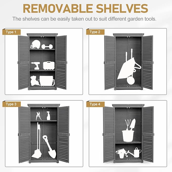 Outvita Outdoor Storage Cabinet, 2 Lockable Doors, 3 Adjustable Shelves - Image 4