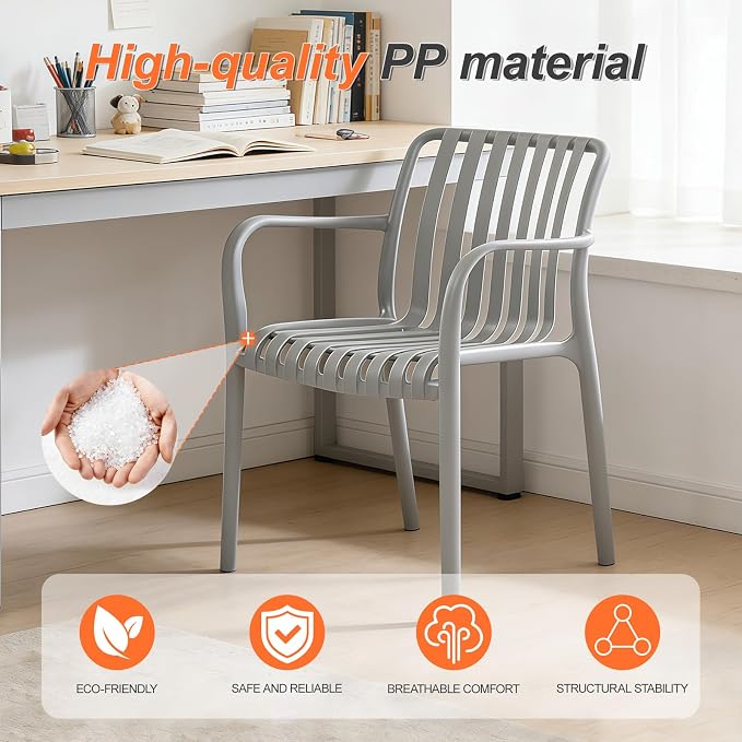 JPBSTO Patio Dining Chairs Set of 4, All-Weather Outdoor and Indoor Stackable - Image 7