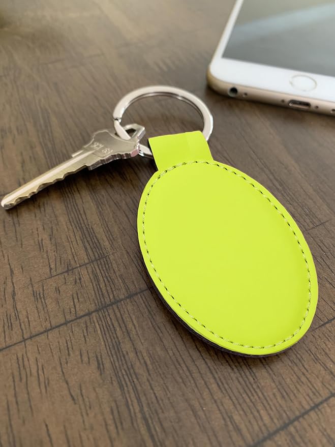 LaserGram Oval Keychain, Golf Ball, Personalized Engraving Included (Neon Green)