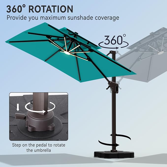 9' X 12' Cantilever Patio Outdoor Umbrella - Image 5