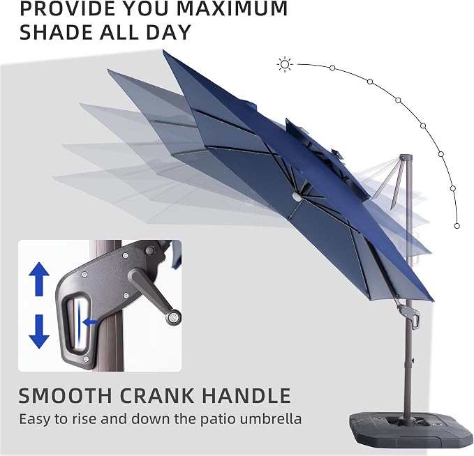 JZAC & QZYD 9x9 FT Cantilever Offset Patio Umbrella - Image 6