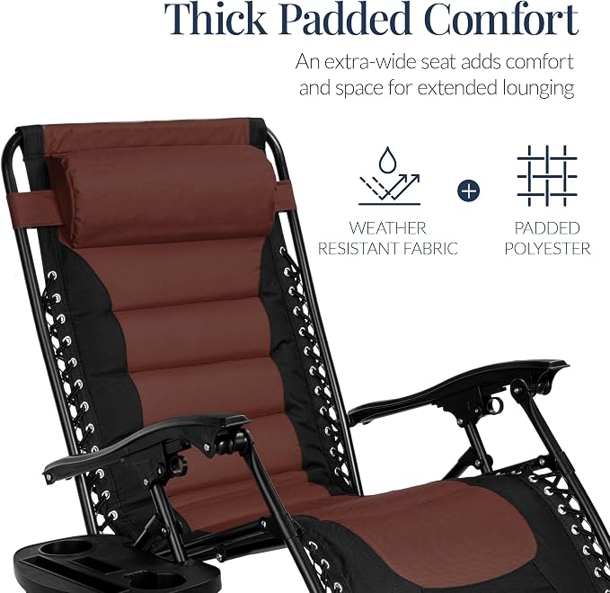 Best Choice Products Oversized Padded Zero Gravity Chair, Folding Outdoor Patio - Image 5