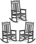 Oversized Outdoor Rocking Chairs Set of 3, 380lbs Heavy-Duty Large Patio Rocker by CIOKEA