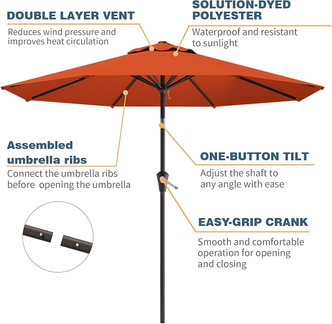 10FT Patio Umbrella, Outdoor Umbrella - Image 2