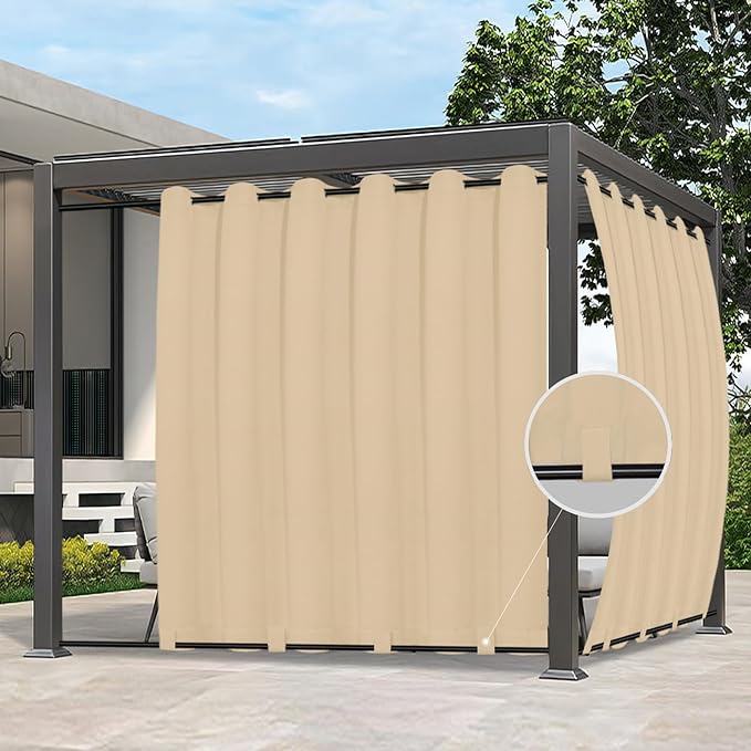 Easy-Going Outdoor Curtains for Patio 1 Panel, 110x120 inch, Weatherproof by Easy-Going
