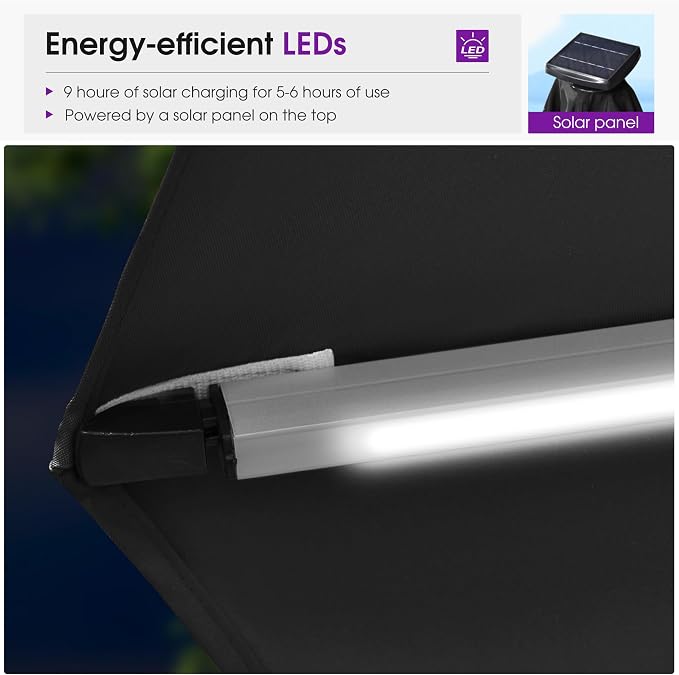 PURPLE LEAF Cantilever Umbrella 13ft Solar LED Light Double Top, Stays bright - Image 3