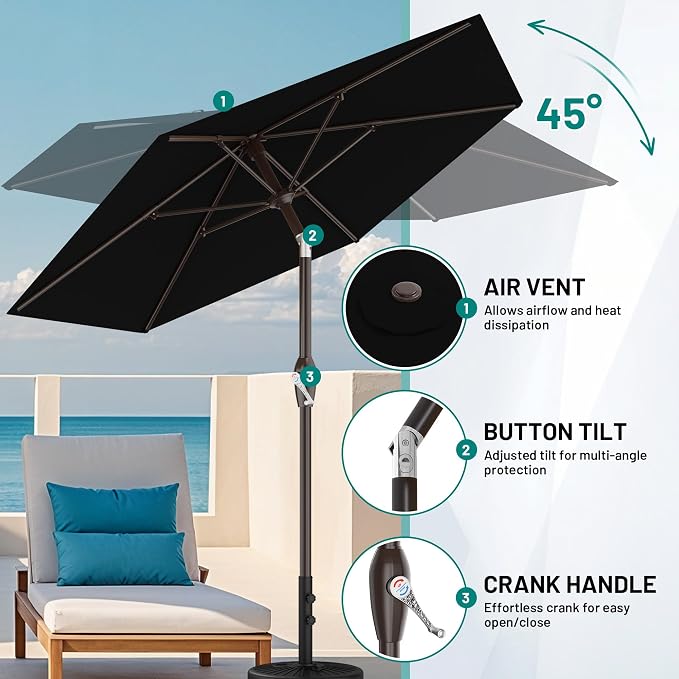 7.5FT Patio Umbrella Table Market Umbrella w/Tilt and Crank, Heavy-Duty Outdoor - Image 3